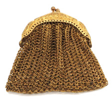 Antique Victorian Chainmail Metal Mesh Chatelaine Coin Purse Gold Tone Germany picture