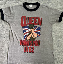 True Vintage Queen Concert Ringer TShirt…RARE...1982 UK Tour...Gray—Small picture
