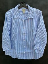 NEW L. L. Bean Long Sleeve Button Front Shirt Top Women's Large Stripe Cotton picture
