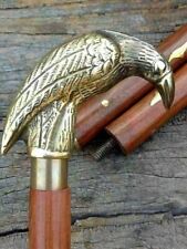Raven Handle Vintage Brass Walking Stick Nautical Victorian Brass Wooden Cane. picture