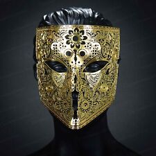 Men Masquerade Mask Steampunk Halloween Metal Venetian Mardi Gras Party Gold picture
