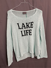 NWT Wooden Ships Women's Green Lake Life Crew Cotton Sweater Medium picture