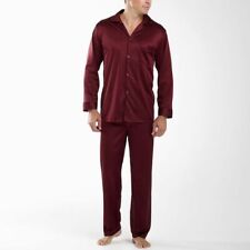 NWT 3XL Big Tall Burgundy Nylon Tricot LS Pajamas by Stafford Essentials picture