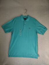 Izod Mens Shirt Medium Blue Polo Silk Wash Cotton Short Sleeve Collared Pullover picture