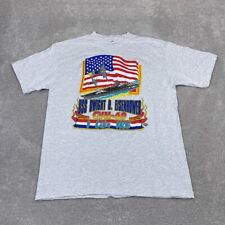 VINTAGE Military Shirt Mens XL Gray USS Dwight Eisenhower Ike Navy Patriotic picture