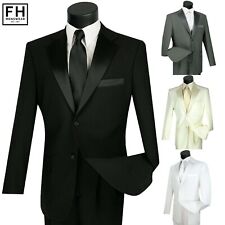 LUCCI Men's Classic Fit Formal Tuxedo Suit w/ Sateen Lapel & Trim NEW picture