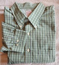Mens Brooks Brothers 1818 Regular Fit Green Stripes Cotton Dress Shirt XL picture