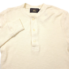 $145 RRL Ralph Lauren Off White Waffle-Knit Cotton Henley Shirt Mens Size Large picture