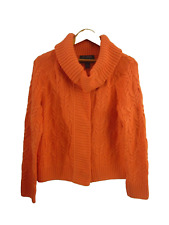 St. John for Nordstrom Womens M Orange LS Cable Knit Cowl Neck Wool Rayon Heavy picture