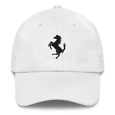Ferrari Inspired Embroidered Horse Logo Tan White Black Dad Hat Cap picture