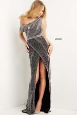 Jovani 08454 Black Silver Beaded Evening Gown Size 0 picture
