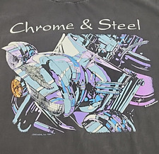 Vtg 1994 Black Harley Davidson Chrome & Steel Single Stitch T-Shirt - Size L picture