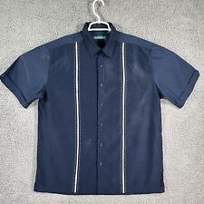 Cubavera Mens Blue Beige Casual Button Up Shirt Size L  Aloha Bowling Surfer picture