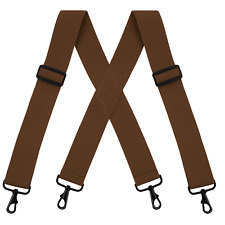 Buyless Fashion Suspenders - 48' Elastic Adjustable 2' Wide - X Back Black Hooks picture