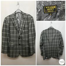 William Hunt Savile Row Men’s Grey Check Wool Rich Blazer Coat Size 40 picture