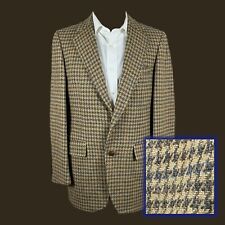 Vintage Stanley Blacker Sport Coat Blazer Mens 42R Beige Brown Houndstooth Tweed picture