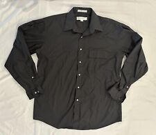 Perry Ellis Solid Button Up Black Long Sleeve Shirt Adult Mens - 16 / 34-35 picture