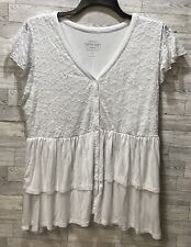 TORRID Women's (Size 2) Super Soft Button Up V-Neck T-Shirt Layered Lace Spandex picture