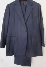 Morty Sills 90s Bespoke Navy Blue Pinstripe 2-Button Suit Jacket Pants Men's 48R picture