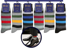 6 Pair DRESS SOCKS MULTI COLOR COTTON STRIPED SOCKS TRUE TO SIZE 10-13 picture