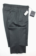 Zegna Pants 34 (50 EU) Men's Dark Grey Solid Micronsphere Wool Flat Front Dress picture