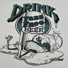 Vintage 1972 Drink Free Frog Beer Single Stitch Graphic T Shirt W. Stout Stains picture