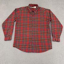 VINTAGE LL Bean Shirt Mens Medium Reg Red Plaid Flannel Long Sleeve Made in USA picture