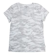 Calvin Klein Jeans Camo V-Neck Logo Front Short Sleeve Women's T-Shirt L NWT picture