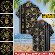 Custom Name US Veteran Patriotic Hawaiian Shirt Memorial Day Gift For Mens Dad picture