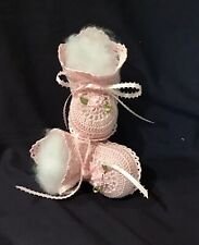 Crochet Baby Booties, Pink With Pink Accessories, 0-3 Months picture