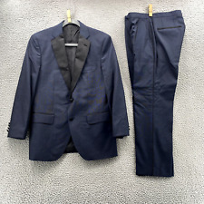 Hugo Boss 2-Piece Suit Blue Wool Silk 31x26 Pants 36R Blazer Jacket Tuxedo Men's picture