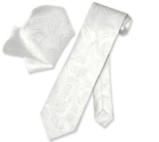 Vesuvio Napoli Off-White PAISLEY NeckTie Handkerchief Matching Mens Neck Tie Set picture