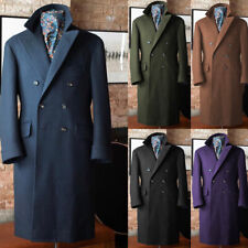 100% Cashmere Men's Long Overcoats Double Breasted Warm Business Outdoor Wear picture