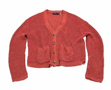 Polo Ralph Lauren Open Knit Cardigan Sweater Womens Size XS Coral Red Oversized picture