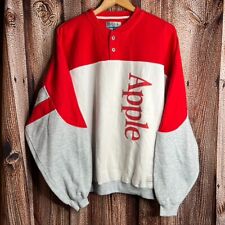 Vintage GEAR for Sports Apple Computer Henley Sweatshirt White & Red Large RARE picture