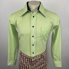 Vtg 60s 70s Button Shirt Van Heusen Polyester Saturday Night Fever XL Mens 17 35 picture