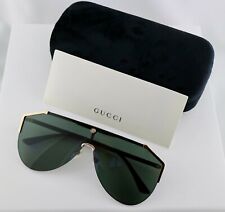Gucci GG0584S 002 Shield Sunglasses with Green Lens Brown Arms picture