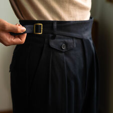 Men's GURKHA Pants Cotton Retro Casual Formal Suit Trousers Straight High Waist picture