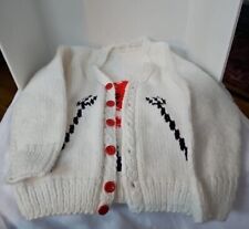 Vintage Childs Cardigan Sweater Little Red Devil  Handmade Size 5 Or 6 picture