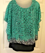 JM Collection XL tops lot of two flutter sleeves banded bottom flowy romantic  picture