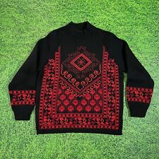 Vintage 1949 HKK  100% Virgin Wool Sweater Black and Red Size 38 picture