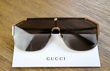 Gucci GG0291S 001 Green Lens Gold Oversized Shield Sunglasses Velvet case picture