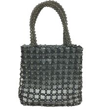 Marion Godart Mini Tote Bag Art Deco Gray Lucite Beads and Hematite Seed Beads picture