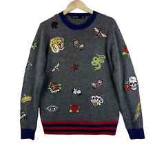 Hudson Outerwear NYC Embroidered Applique Sweater Tattoo Icons Mens Sz M picture