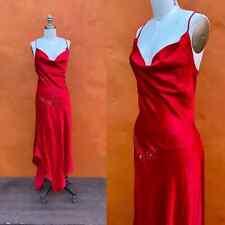 Vintage 1930s 1940s style bias cut Dress. Red satin pinup cocktail party sexy picture