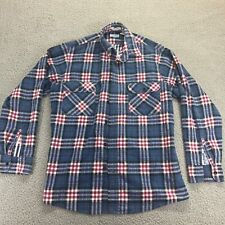 Vintage Fieldmaster Perma-Prest Mens Blue Red Plaid Flannel Size M Made in USA picture