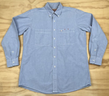 Norman Oxford Shirt Medium Good Ol Boy Vintage USA Made Double Pocket Blue Trad picture
