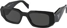 Prada PR 17WS 49MM Black Rectangle Sunglasses Grey Lens NEW AUTHENTIC picture