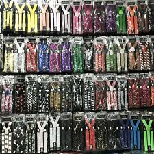 100+ Colors Mens Womens Clip-on Suspenders Elastic Y-Shape Adjustable Braces picture