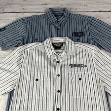 Lot Of 2 Harley Davidson Short Sleeve Button Down Striped Shirt Back Logo Flaw picture